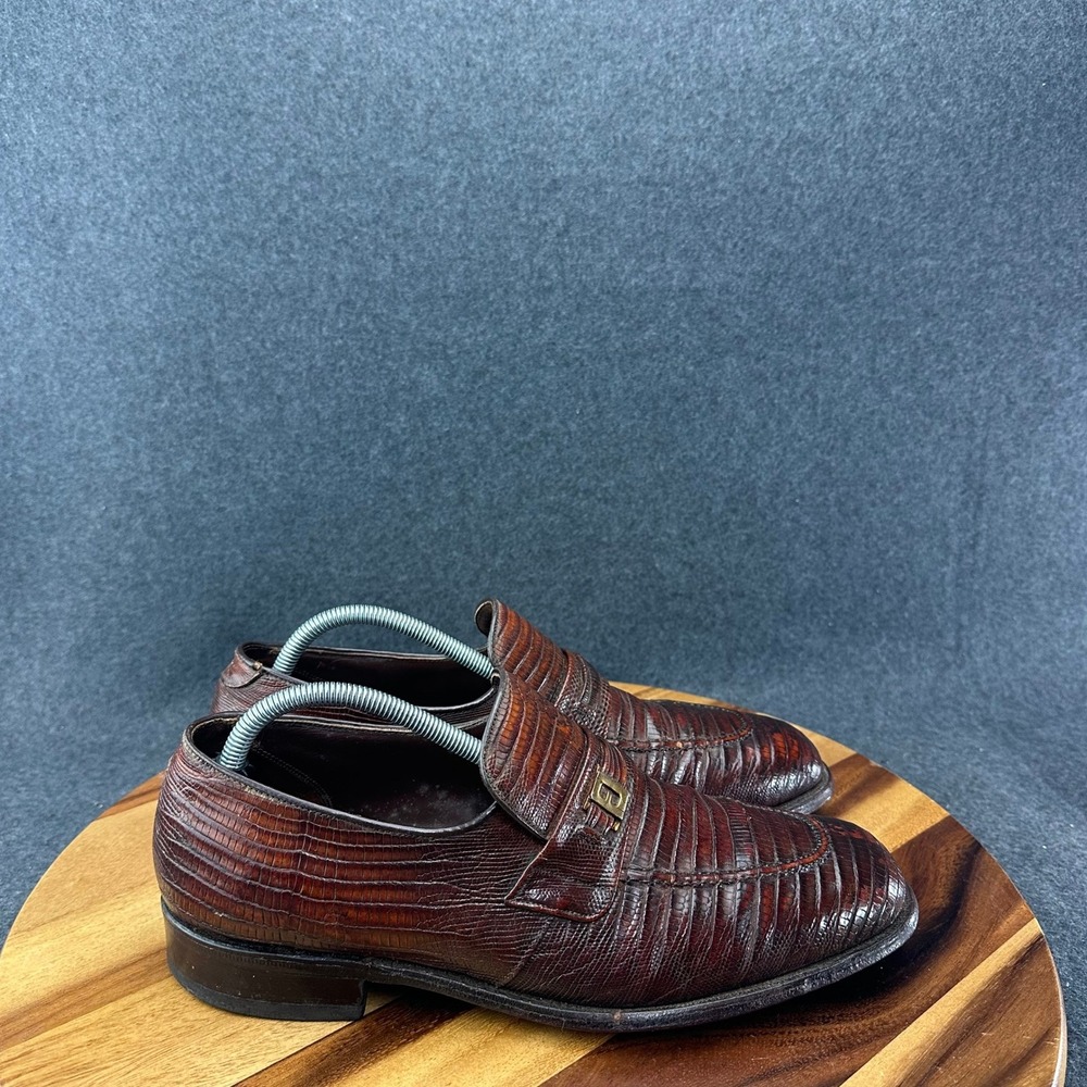 Footjoy Classics Brown Teju Lizard Leather Exotic Loafers Dress Shoes US 10.5C